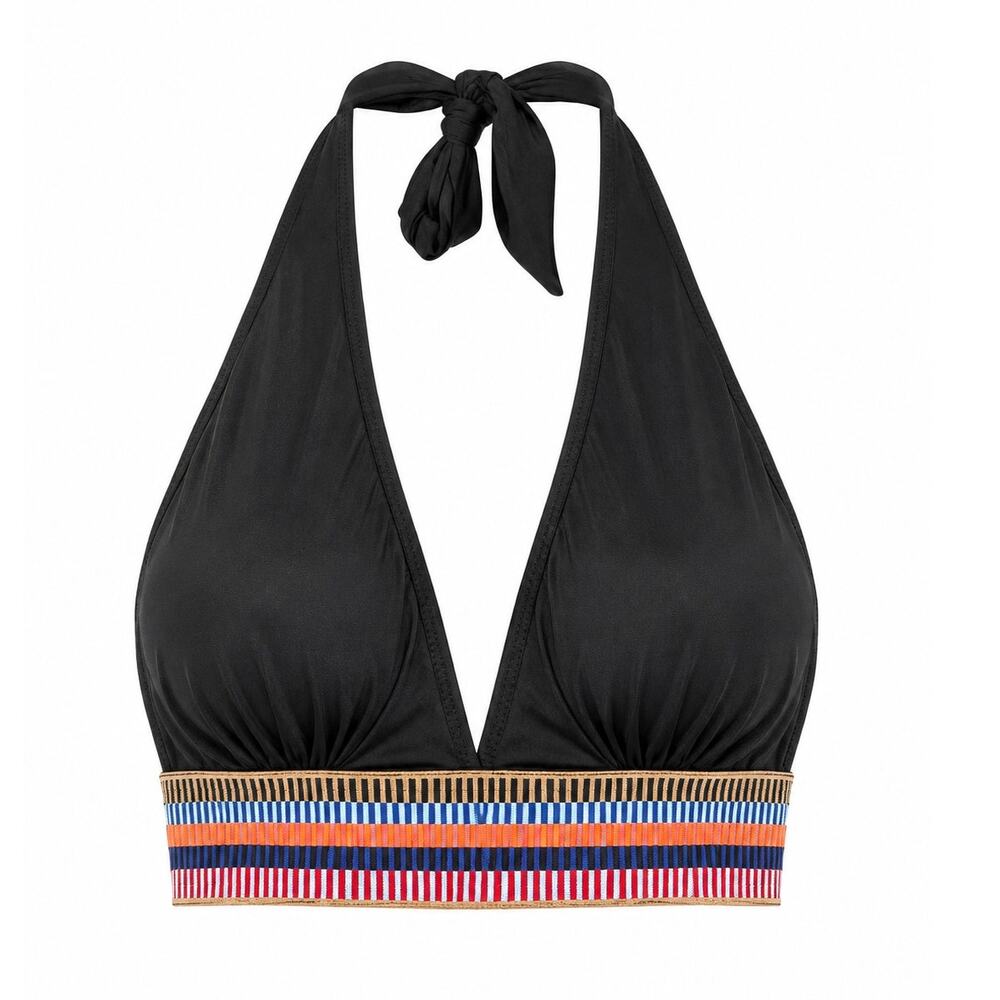 NWT Blooming Jelly Black Halter Bikini Top M